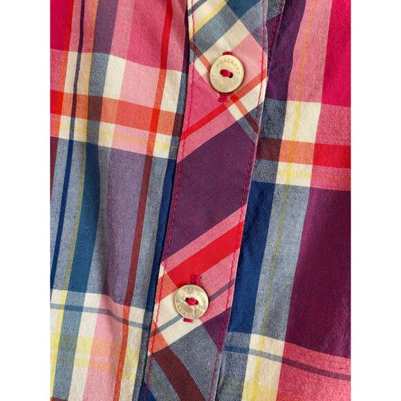 Foxcroft shaped pink plaid button up shirt collared 3/4 sleeves stretch 20w - Picture 4 of 8